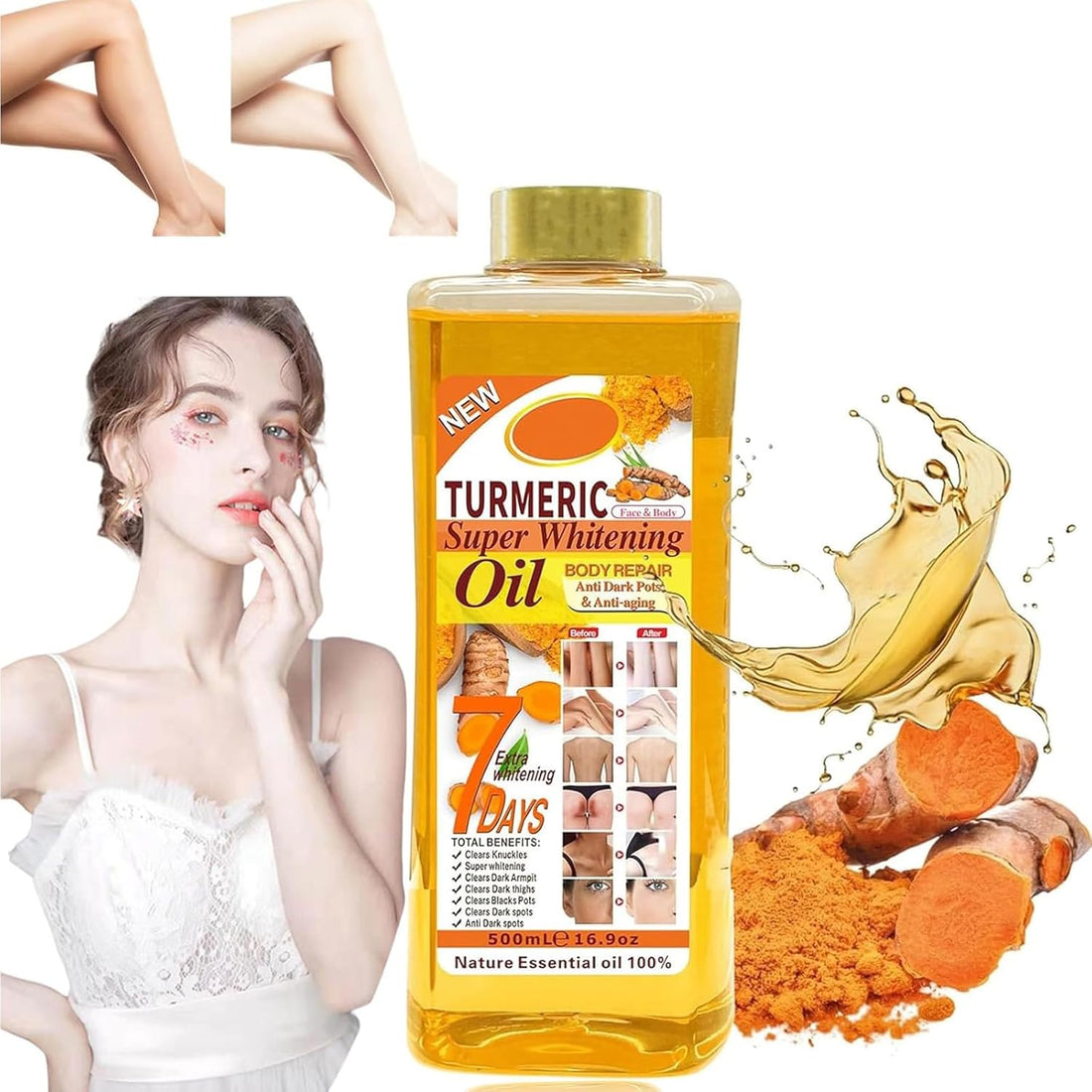 Turmeric Glow Combo For Skin Glow Repair: Essential Oil + Brightening Body Cream (Original Import)