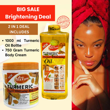 Turmeric Glow Combo For Skin Glow Repair: Essential Oil + Brightening Body Cream (Original Import)